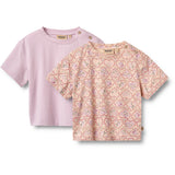 Wheat Magenta Heart Flowers 2 T-Shirt S/S Ella