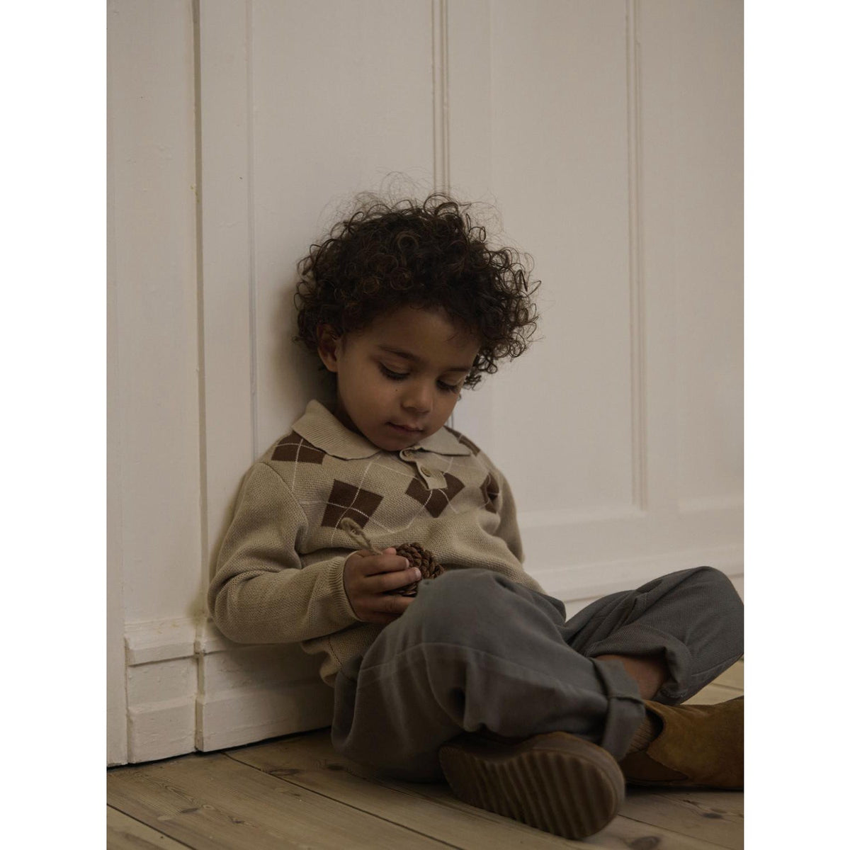 Lil'Atelier White Pepper Nmmronan Ls Knit Polo Lil