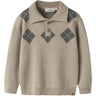 Lil'Atelier White Pepper Mulled Basil Nmmronan Ls Knit Polo Lil