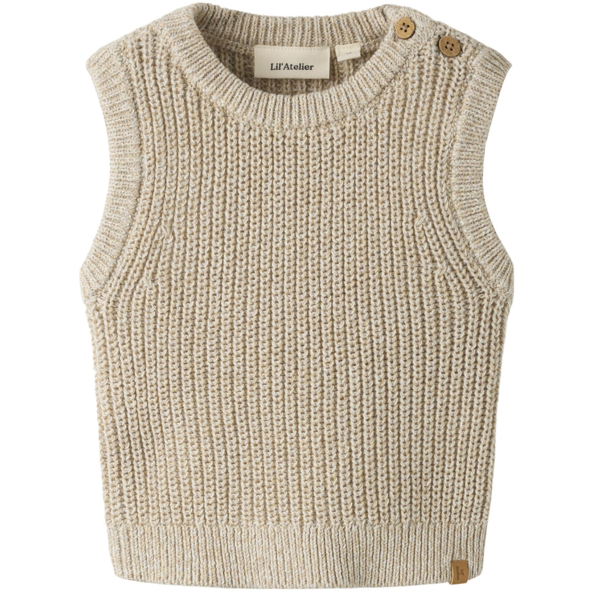 Lil'Atelier White Pepper Melange Nbmrokkos Knit Vest Lil