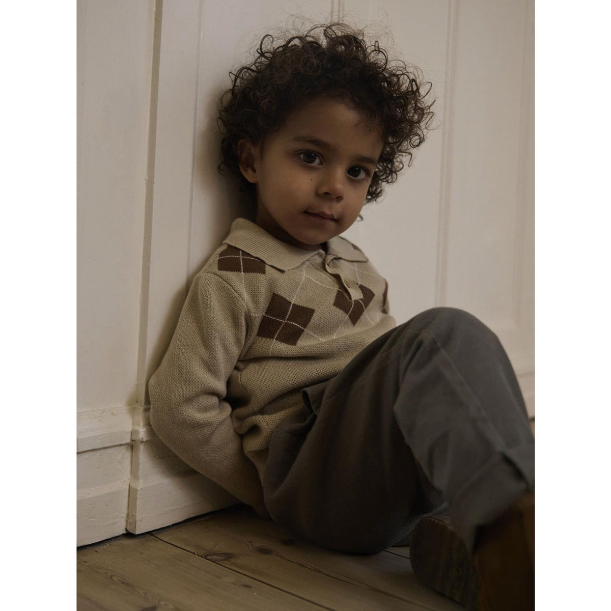 Lil'Atelier White Pepper Nmmronan Ls Knit Polo Lil