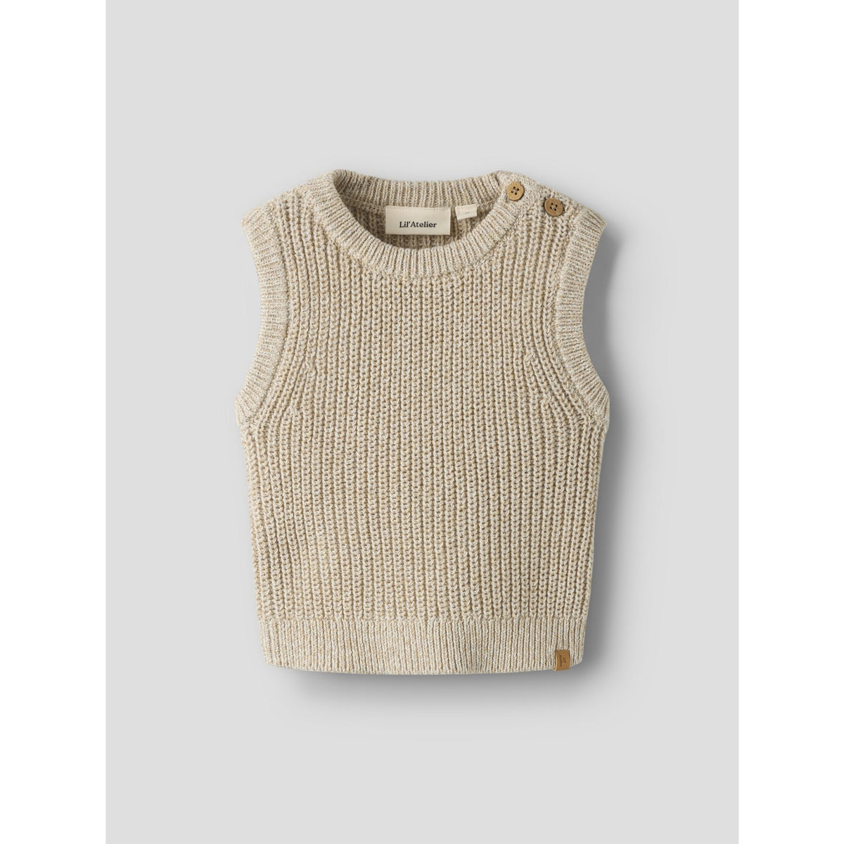 Lil'Atelier White Pepper Melange Nbmrokkos Knit Vest Lil