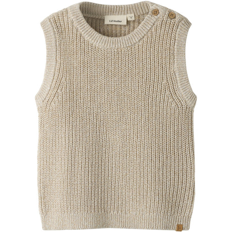 Lil'Atelier White Pepper Melange Nmmrokkos Knit Vest Lil