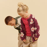 Wheat Eggplant Jacquard Cardigan Alvilda