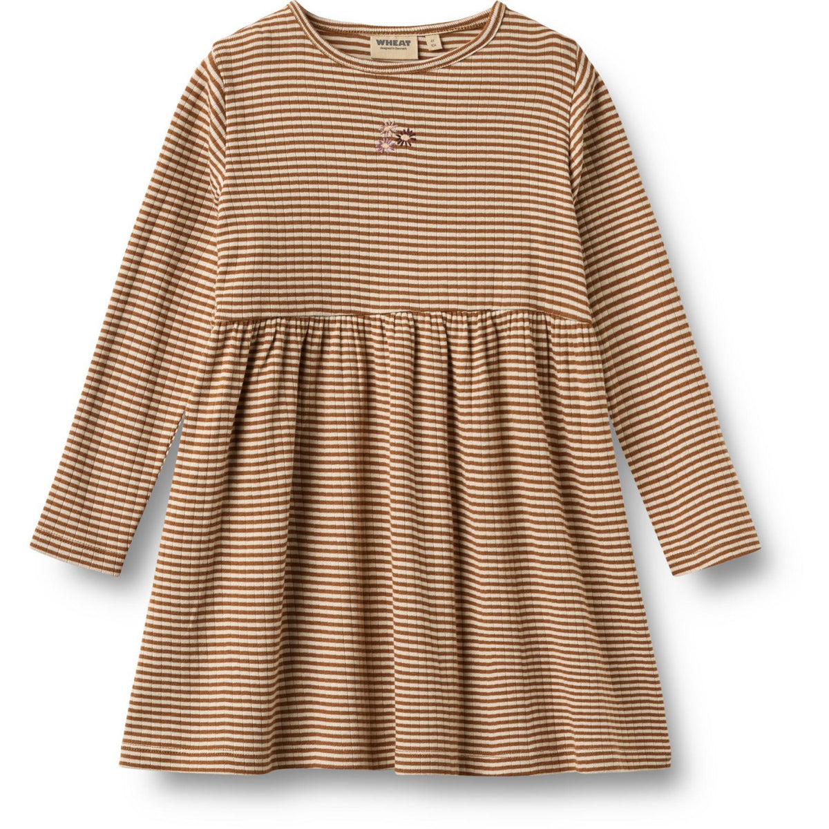 Wheat Warm Hazel Stripe Jersey Dress L/S Embroidery Sessa