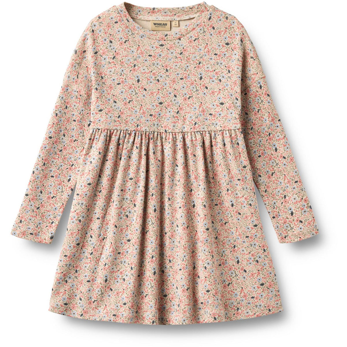 Wheat Grey Cloud Flowers Jersey Dress L/S Emmy