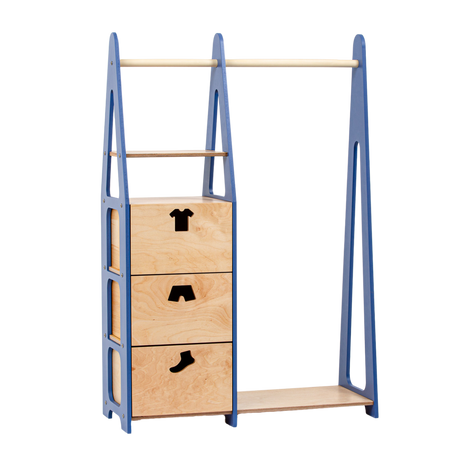 Duck Woodworks Children Wardrobe with Drawers Blue