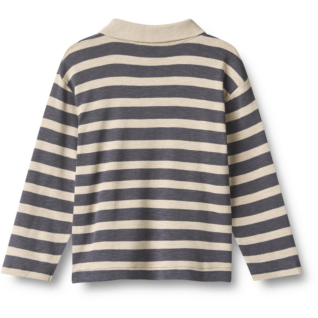 Wheat Greyblue Stripe Polo Shirt L/S Fred