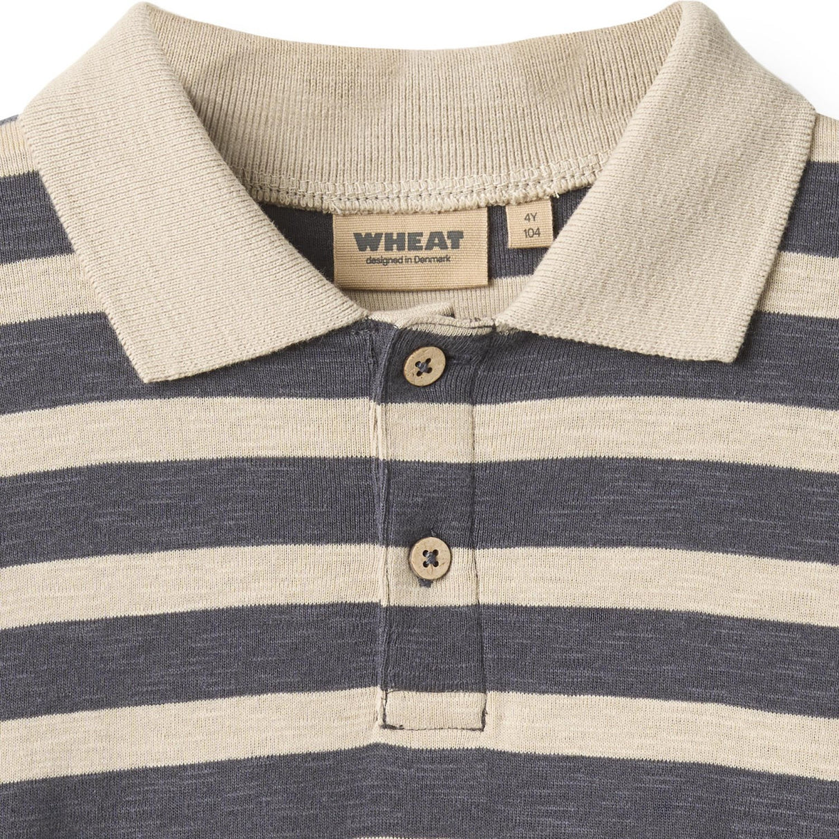 Wheat Greyblue Stripe Polo Shirt L/S Fred