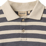 Wheat Greyblue Stripe Polo Shirt L/S Fred