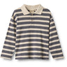 Wheat Greyblue Stripe Polo Shirt L/S Fred