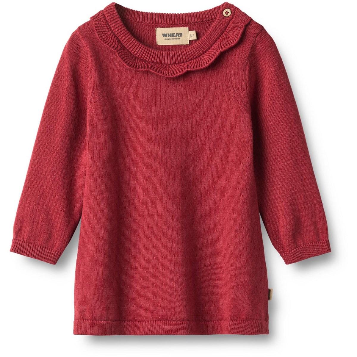Wheat Red Cherry Knit Dress L/S Nannie
