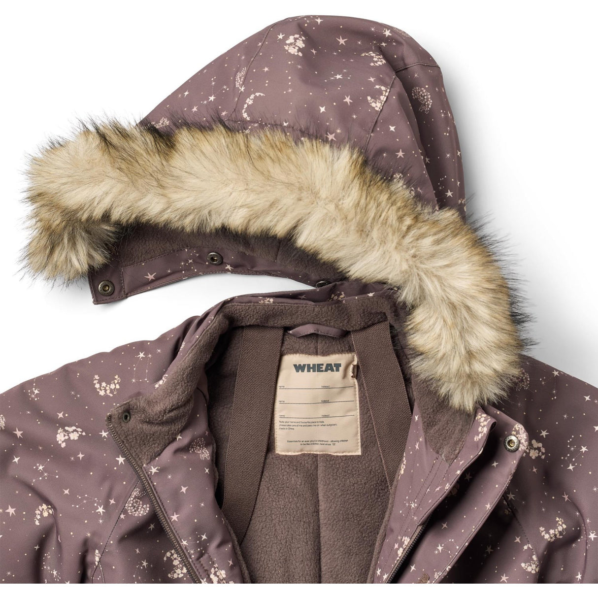 Wheat Plum Truffle Stars Snowsuit Moe Tech