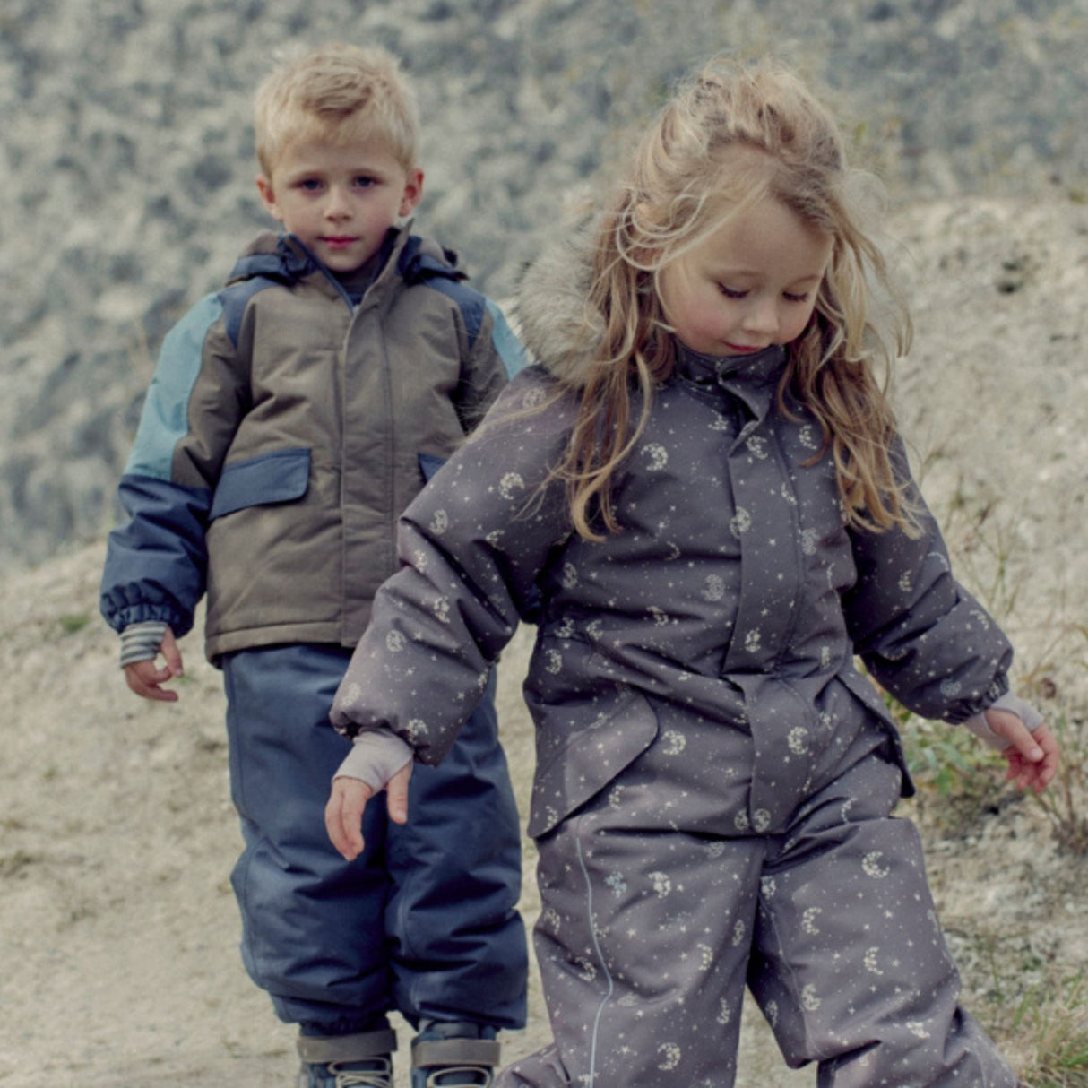 Wheat Plum Truffle Stars Snowsuit Moe Tech