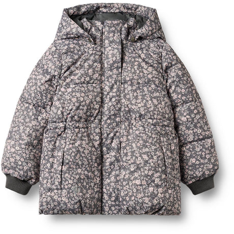 Wheat Dark Charcoal Flowers Puffer Jacket Eli