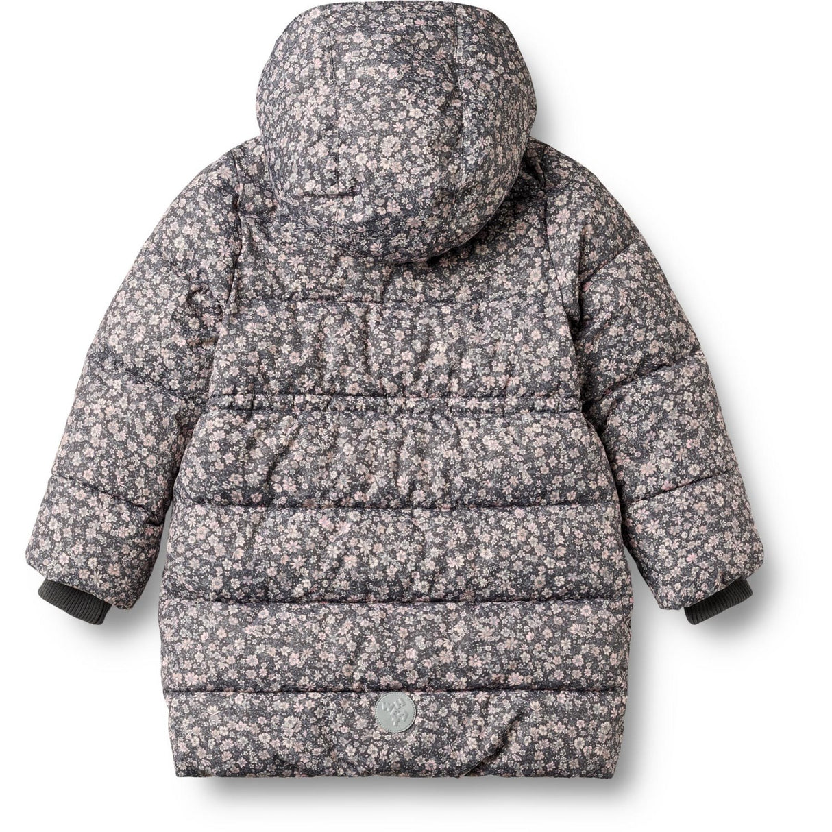 Wheat Dark Charcoal Flowers Puffer Coat Yrsa