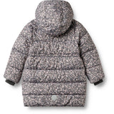 Wheat Dark Charcoal Flowers Puffer Coat Yrsa