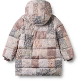 Wheat Patchwork Flowers Puffer Coat Yrsa
