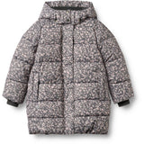 Wheat Dark Charcoal Flowers Puffer Coat Yrsa