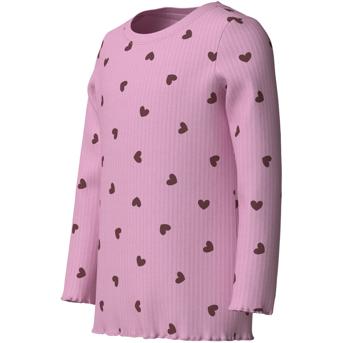 Name It Full Blooming Pink Heart Nmfvemma Glitter Ls Slim Top