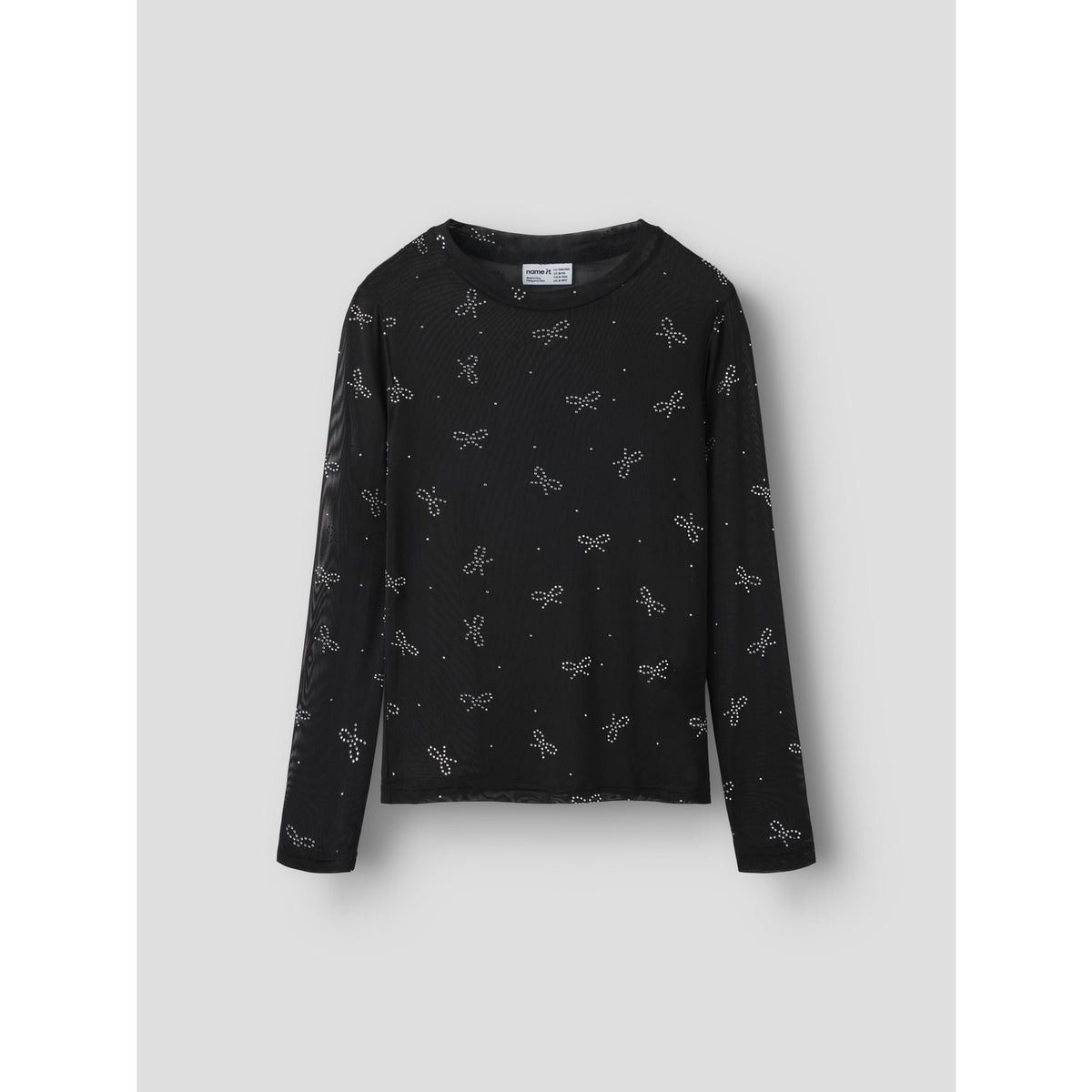 Name It Black Bow Nkfrestin Ls Mesh Slim Top