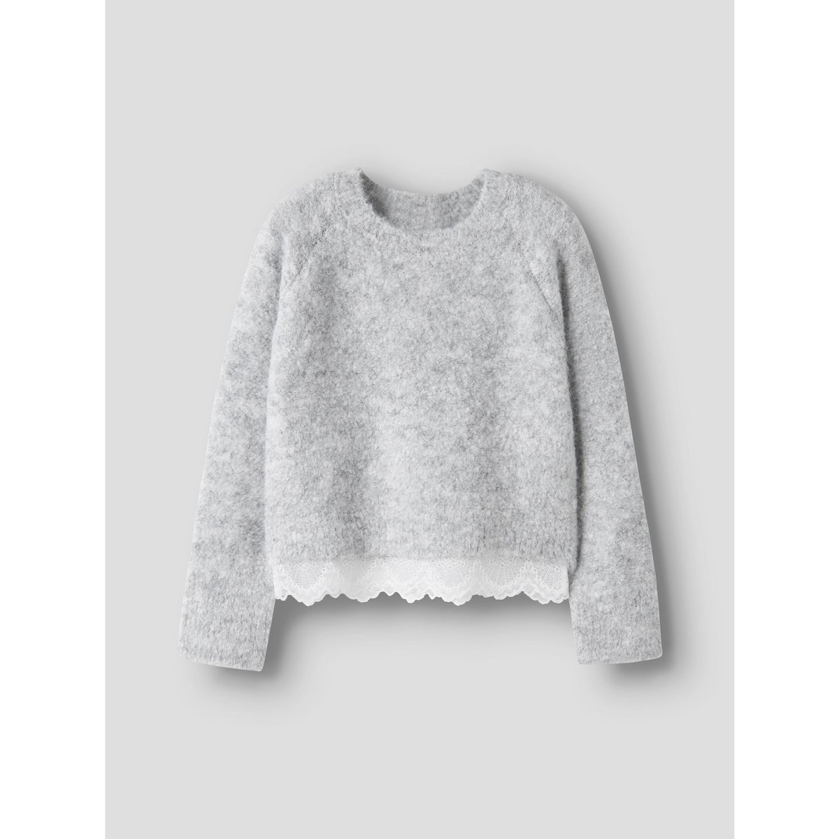 Name It Light Grey Melange Nkfsacha Ls Loose Knit