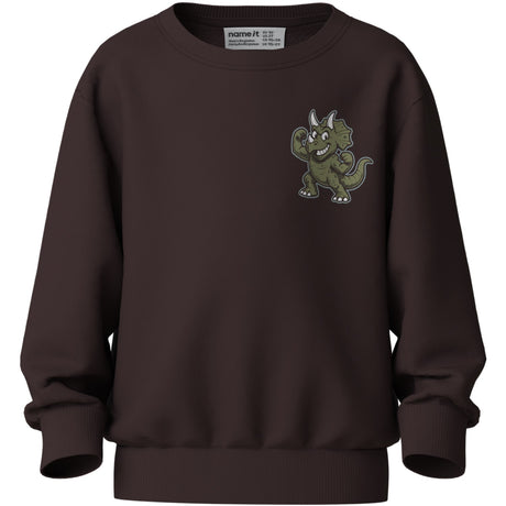Name It Chocolate Plum Jurassic Prankster Nmmvildar Ls Nreg Sweat Bru