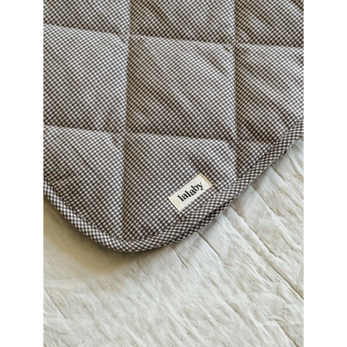 Lalaby Tiny Check Brown Quilted Baby Blanket