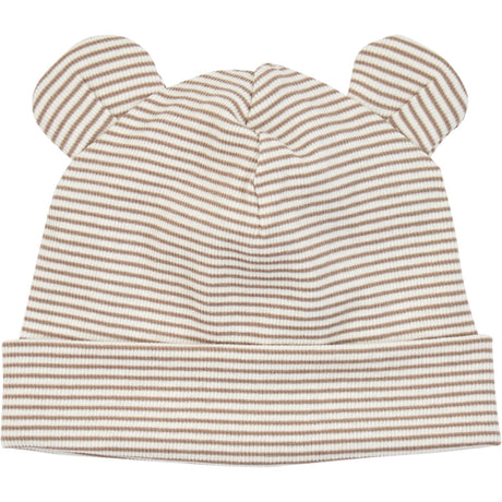 Müsli Balsam Cream/ Walnut/ Oat Mini Stripe Rib Bear Beanie