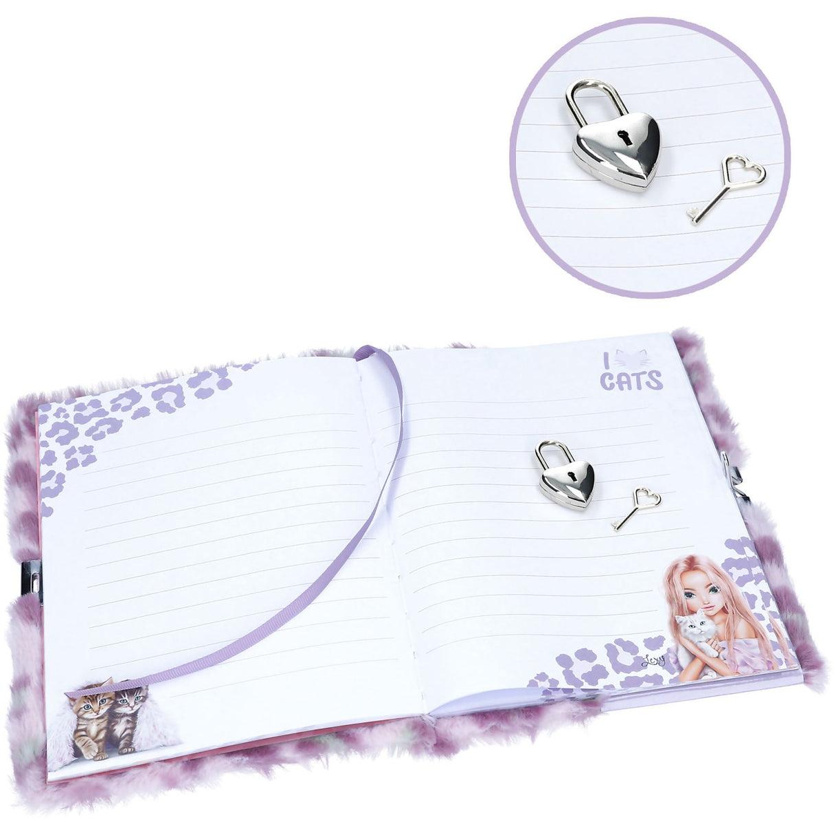 TOPModel Cosy Cat Diary With Lock Lilac