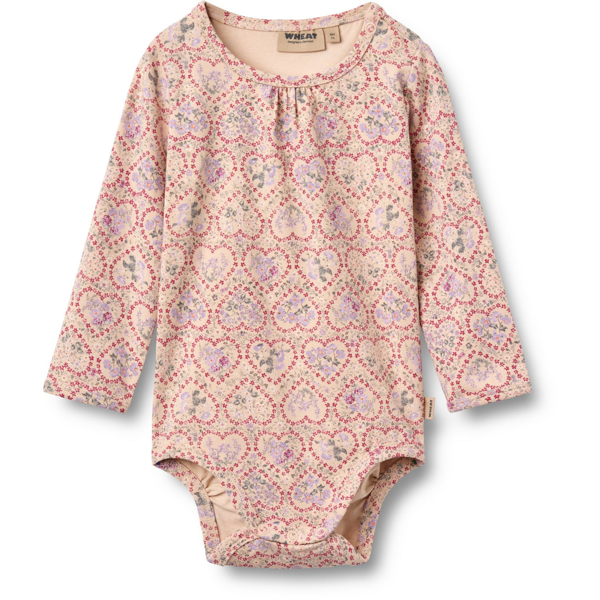 Wheat Magenta Heart Flowers Body L/S Liv
