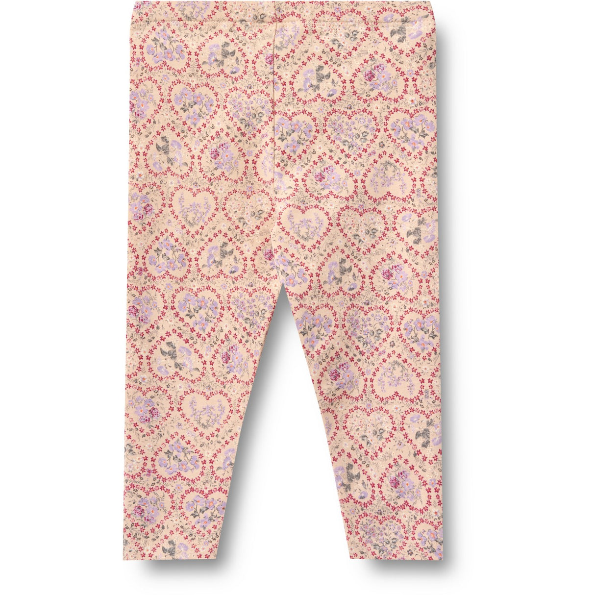 Wheat Magenta Heart Flowers 2 Leggings Jules