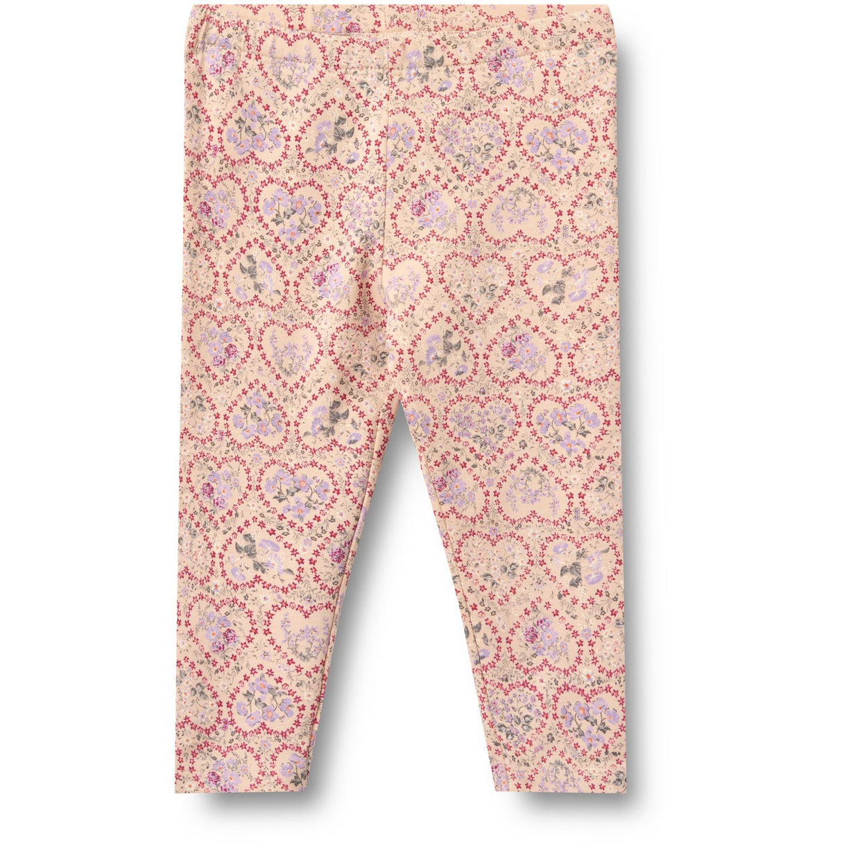 Wheat Magenta Heart Flowers 2 Leggings Jules
