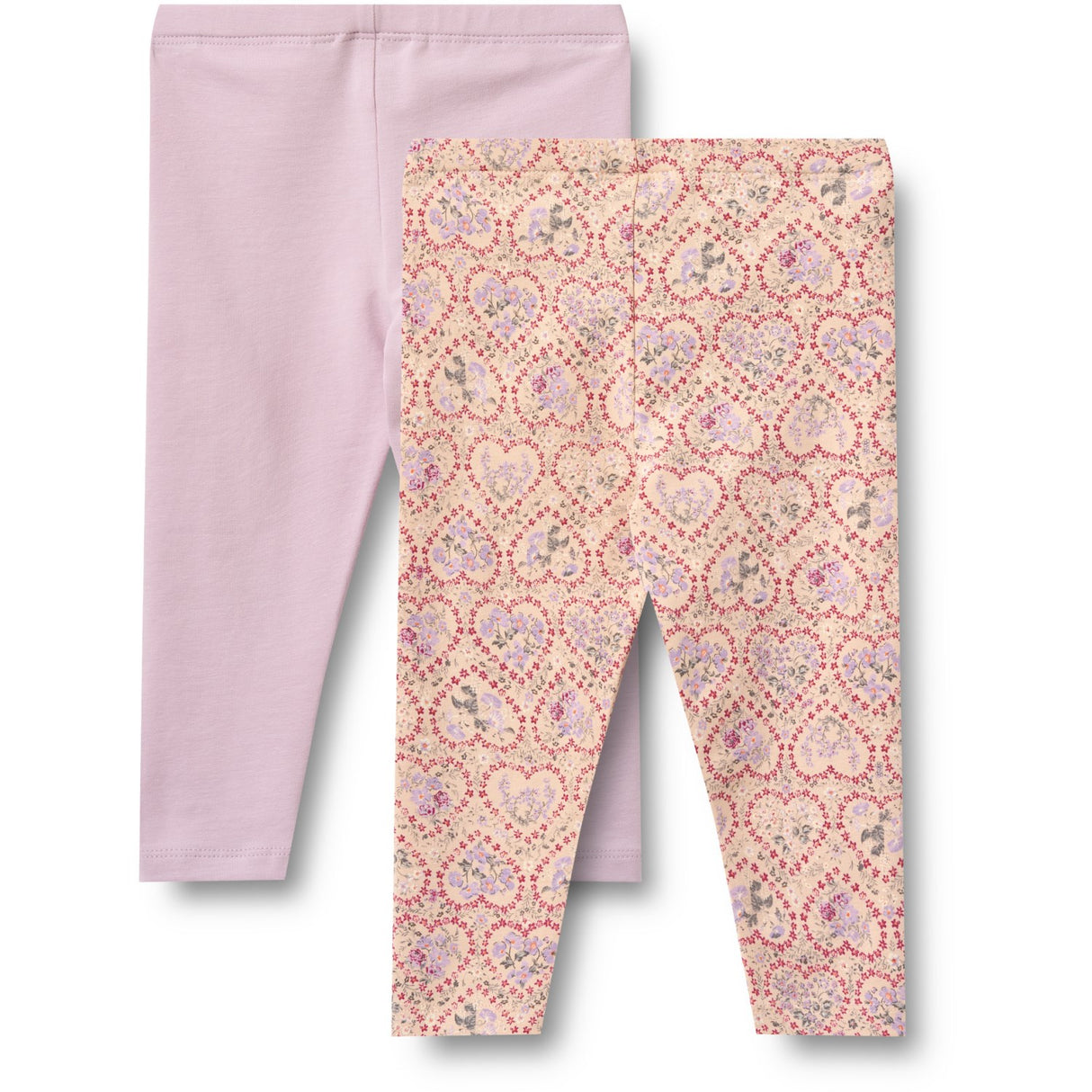 Wheat Magenta Heart Flowers 2 Leggings Jules