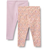 Wheat Magenta Heart Flowers 2 Leggings Jules