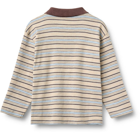 Wheat Multi Blue Stripe Polo Shirt L/S Fred