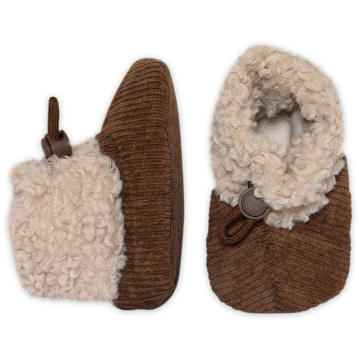 MELTON Brown Fluffy Baby Textile Slippers