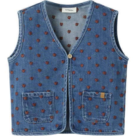 Lil'Atelier Dark Blue Denim Hearts Nmfliva Loose Dnm Vest 2001-Se Lil