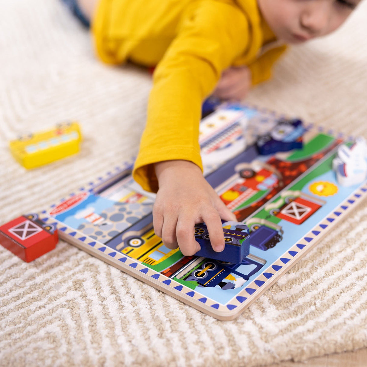 Melissa & Doug Multifarvet Puzzle - Chunky Brikker - Køretøjer
