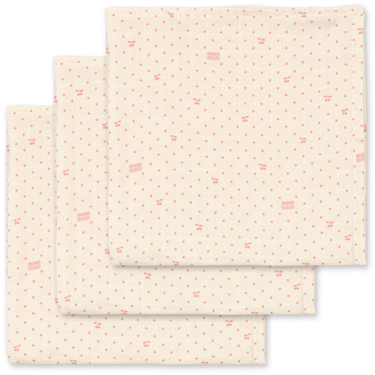 Konges Sløjd Cherry Dot 3 Pack Muslin Cloth Gots