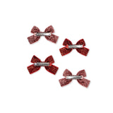 Konges Sløjd Red Glitter/ Rose Glitter 4 Pack Micki Bow Hair Clips