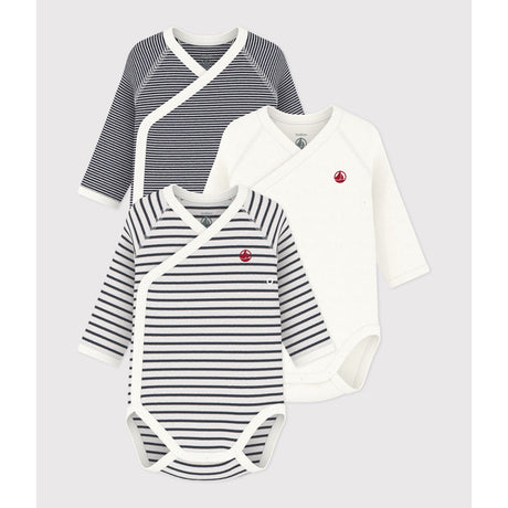 Petit Bateau Navy/White 3-Pack Long Sleeve Body