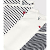 Petit Bateau Navy/White 3-Pack Long Sleeve Body