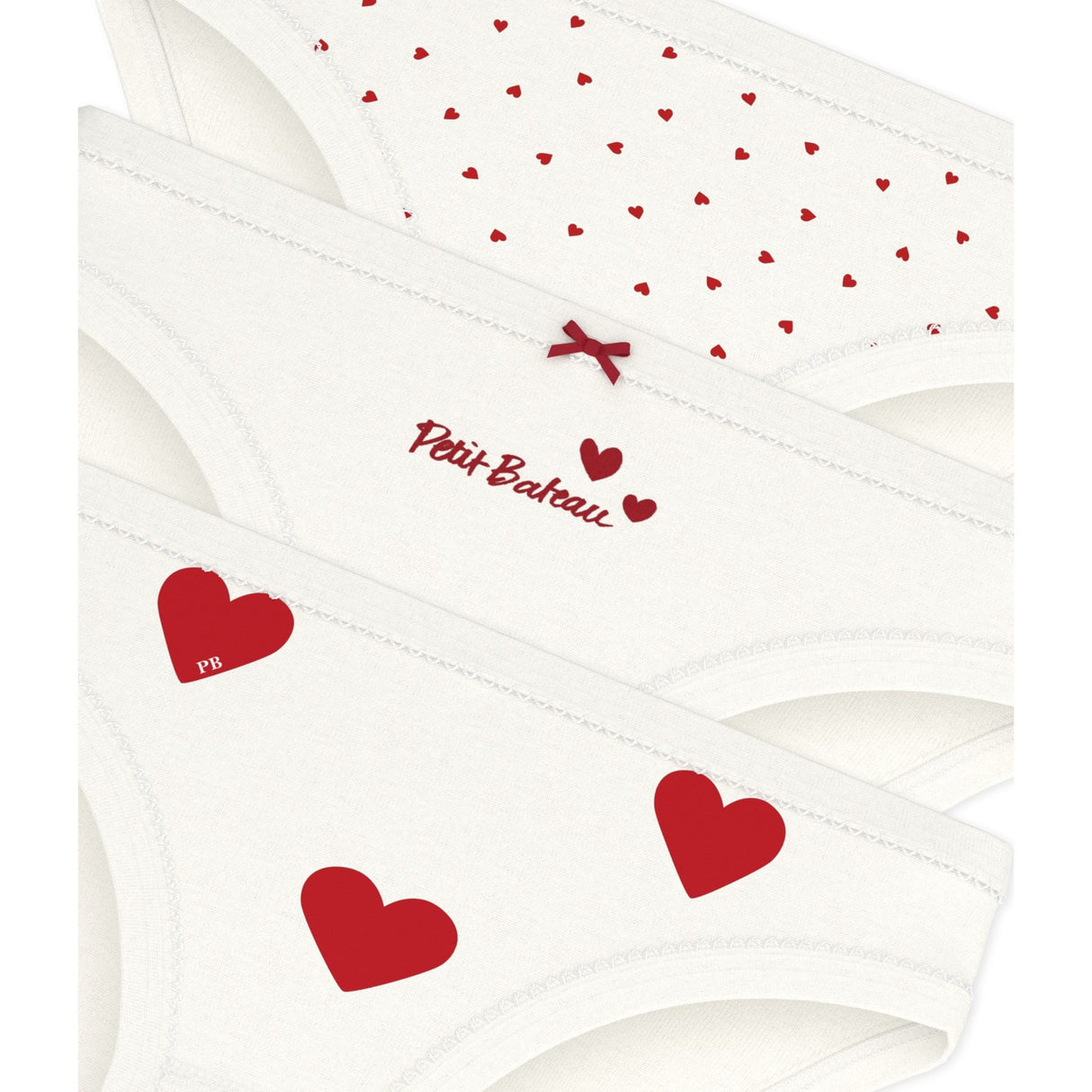 Petit Bateau Hearts Panties 3-Pack