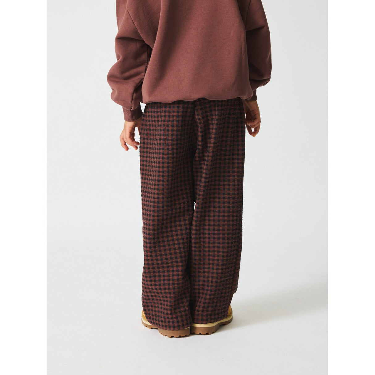 brunobruno nation Marron Plum Check Francis Seersucker Pants