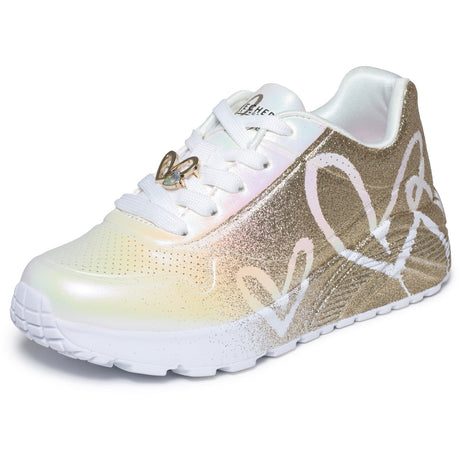 Skechers White Uno Lite - Heartdust Forever