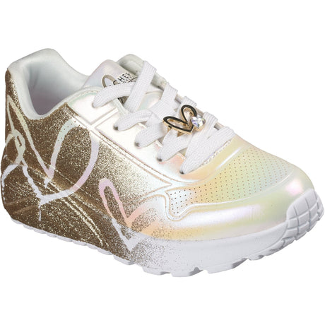 Skechers White Uno Lite - Heartdust Forever