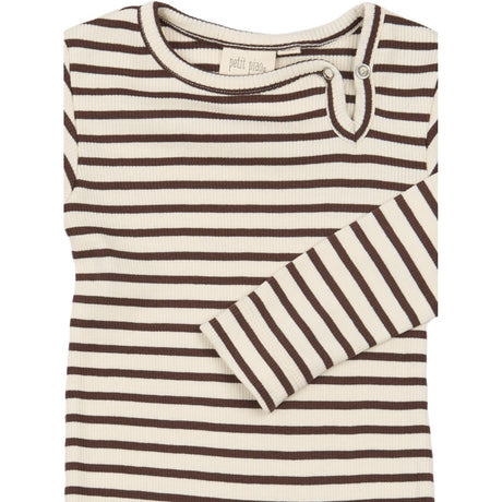 Petit Piao Chestnut Striped Ppsky L_S Jumpsuit