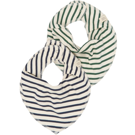 Petit Piao Navy Blazer Striped Ppsky Bib 2-Pack