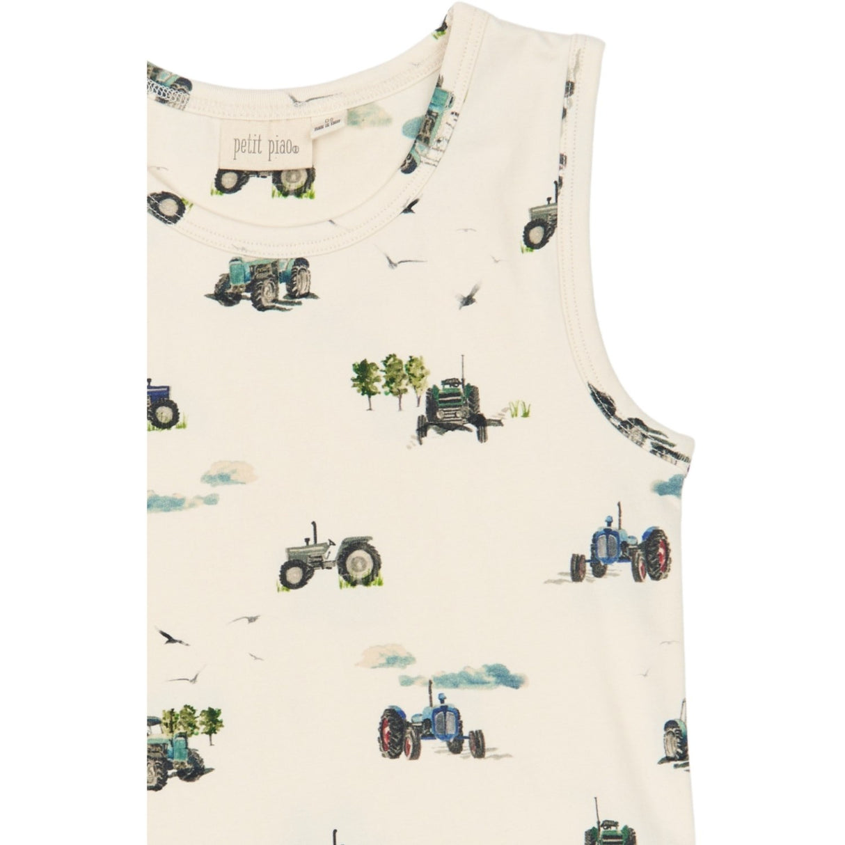 Petit Piao Eggnog Tractor Aop Ppstar Boys Undershirt 2-Pack